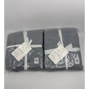 Pottery Barn Chambray Standard Quilted Belgian Flax Linen Set Of 2 Shams New